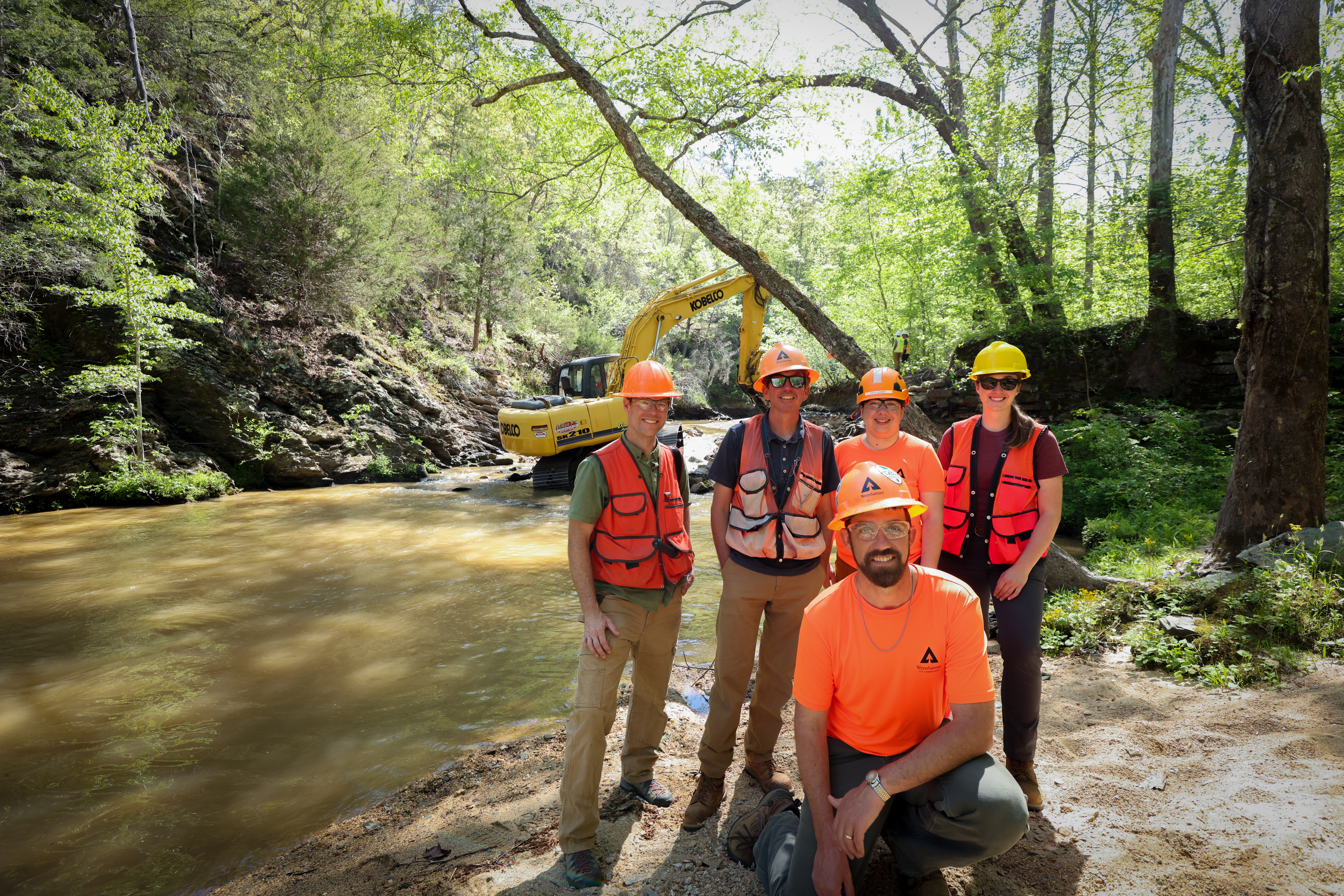 Image of the team who were on hand for the dam removal in April.