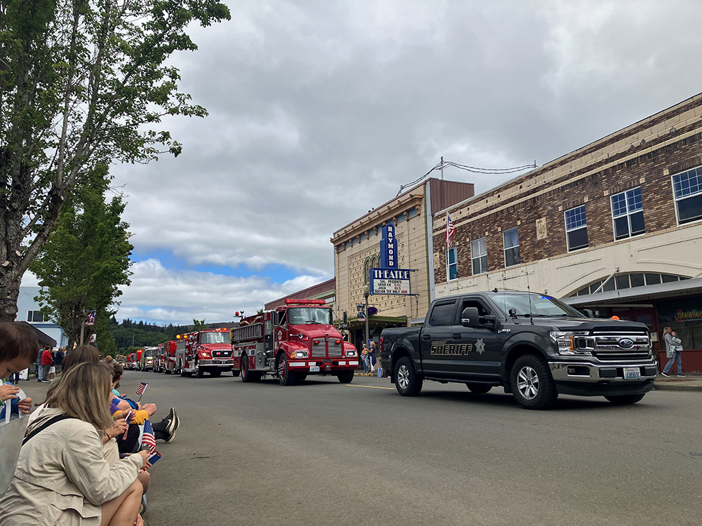 Fire trucks take part in the Willapa Harbor Festival.