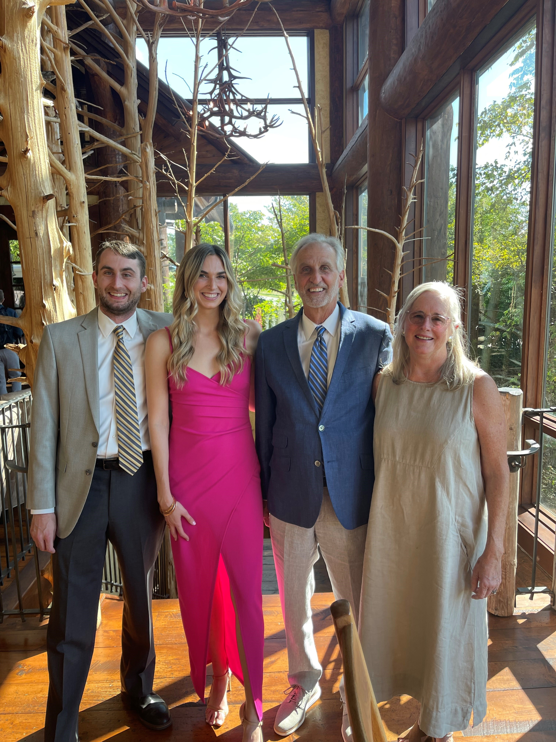 Dash with his parents, David and Kathleen, and sister Emmalie at a cousin’s wedding this past fall in Branson, Missouri.