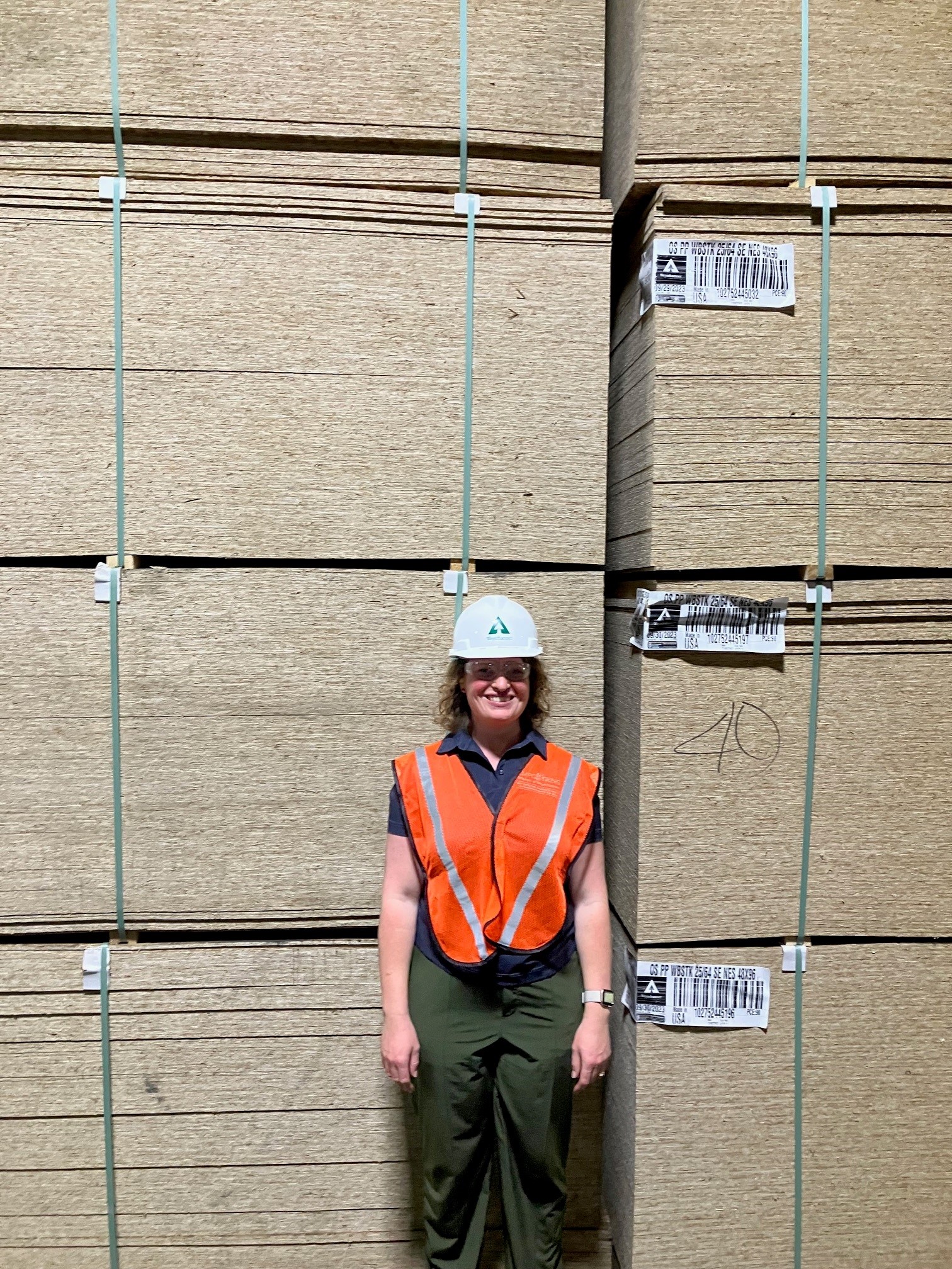 Image of Malissa on a tour of our EWP plant in Natchitoches, Louisiana.